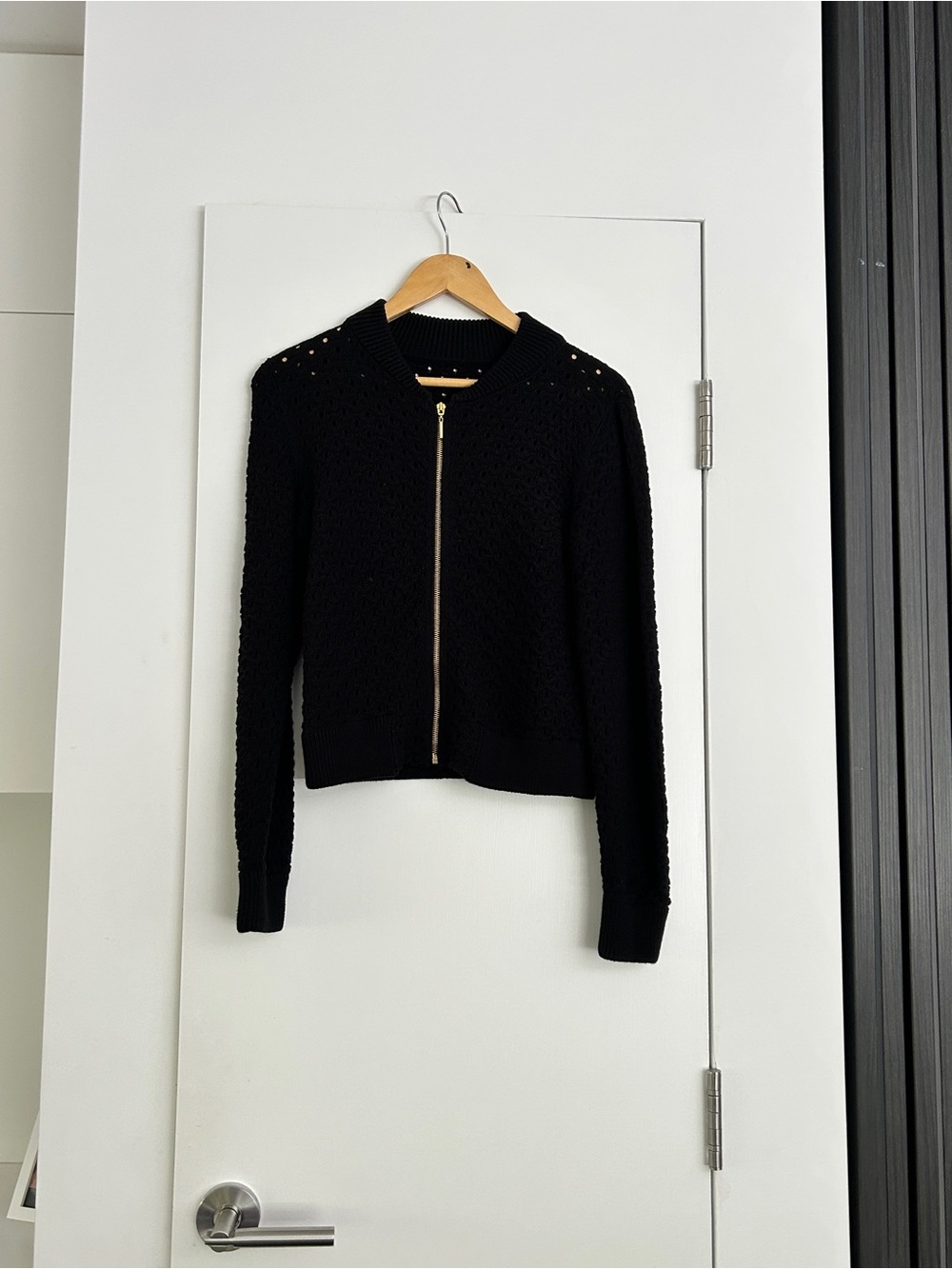 Feller Black Zip-Front Women's Knit Bomber/Cardigan Jacket. Size S